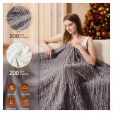 Homemate Heated Blanket Electric Throw - 50x60 Heating Blanket Throw 1/2/4/6/8 Hours Auto-Off 10 Heat Levels Over-Heat Protection Soft Flannel Sherpa Heater ETL Certification