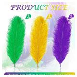 18 Pcs Mardi Gras Feathers for Crafts 10-12 Inches Natural Green Gold Purple Feathers Bulk for DIY Craft Carnival Costume Mardi Gras Party Decorations(Pure Gold, Purple, Green)