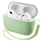 ORNARTO Compatible with AirPods Pro 3 Case 2025, Full Protective Hybrid Silicone for AirPods Pro 3rd Generation Case, Front LED Visible Skin Cover-Matcha