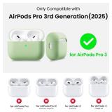 ORNARTO Compatible with AirPods Pro 3 Case 2025, Full Protective Hybrid Silicone for AirPods Pro 3rd Generation Case, Front LED Visible Skin Cover-Matcha