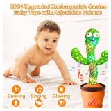 Rechargeable Dancing Talking Cactus Toy, Singing Cactus Baby Toy That Talks Back, Educational Baby Toys 18 months+ w/ 51 English Songs, Toddler Easter Basket Stuffers, Easter Gifts for Kids, Infant