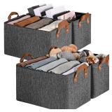 GRANNY SAYS Closet Storage Baskets, Collapsible Fabric Storage Bins with Metal Frame, Clothes Organizer Bins, Large Baskets for Shelves, Dark Gray, 4-Pack