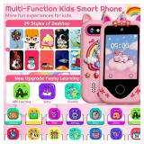 Kids Smart Phone for Girls, Touchscreen, 64GB Card Birthday Gifts for Girls Age 3, 4, 5, 6, 7, 8, 10 Year Old, Toddler Educational Learning Toys Phone with Dual Camera, Game, Music Player