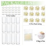PNJHDZ Set of 12 Glass Cylinder Vases for Centerpieces with 8 Pack Vase filler 12 Pearl String 24 White Floating Candles for Centerpieces, Table Center pieces for Wedding Party Home Decor 5, 6, 8 Inch