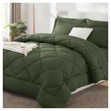 CozyLux King Size Comforter Olive Green King, Down Alternative Comforter