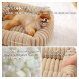 Bedsure ComfyFleece Cute Dog Bed for Small Medium Dogs - Washable Furry Puppy Beds, Rectangle Orthopedic Corduroy Fleece Pet Beds with Removable Zipper Cover, 25x21x7inches,Sandy Beige