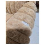 Bedsure ComfyFleece Cute Dog Bed for Small Medium Dogs - Washable Furry Puppy Beds, Rectangle Orthopedic Corduroy Fleece Pet Beds with Removable Zipper Cover, 25x21x7inches,Sandy Beige