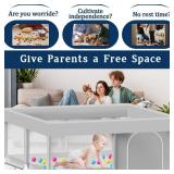 Baby Playpen with Mat, 50x50 Inch Playpen with Mat Waterproof for Babies and Toddlers Play Pen Playards Safety Gate Fence Active Center Indoor