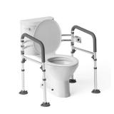 Loyoda Toilet Safety Rails,Height-Adjustable Toilet Frame Width-Adjustable Toilet Handles Foldable Toilet Rail Provides Support for Seniors Pregnant Disabled Gray