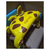 Move2Play, Giraffe Basketball Hoop & Soccer Goal Activity Center | 30+ Sounds & Songs + 5 Lights | 1 2 3 Year Old Birthday Gift for Boys and Girls | Toy for Baby & Toddlers (Yellow)