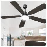 Arecovas Ceiling Fans with Lights and Remote, 52 Inch Modern Ceiling Fan with Light, Downrod & Flush Mount, Quiet DC Motor, Dual Finish 5 Blades Ceiling Fan for Bedroom Living Room Farmhouse Indoor