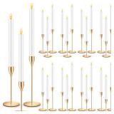 FillTouch Gold Candlestick Holders with Flameless LED Candles Bulk for Wedding Valentines Table Centerpieces Home Decor