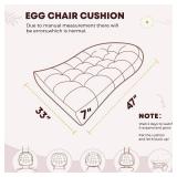 Uthem Waterproof Egg Chair Cushion Replacement Outdoor Hanging Egg Chair Cushion 47x35x7 Inches Thicken Chair Cushions with Ties, Red Peony