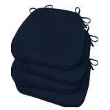 Basic Beyond Chair Cushions for Dining Chairs 8 Pack, D-Shaped Kitchen Chair Cushions with Ties Set of 4, 2.5\" Thick Seat Cushions for Dining Room/Kitchen Chairs, 17\" x 16\", Navy