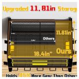 Wide Power Tool Organizer Wall Mount with Charging Station,3 Layer Adjustable Heavy Duty Tool Storage Rack with 8 Outlet Power Strip for Drill,Cordless Tools,Suitable Utility Rack for Garage,Black