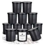 SUPMIND 12 Pack 10oz Glass Candle Jars with Lids and Sticky Labels, Empty Candle Jars for Making Candles Bulk Containers(Matte Black)