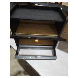 JANSNIMEN Double Layer Bread Box for Kitchen Countertop, Large Breadbox Bread Container Storage with Acrylic Door, Wooden Farmhouse Bread Holder (Blaeck, Medim-15.7\" L x 9.5\" W x 13\" H)