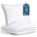 CozyLux Pillows Queen Size Set of 2, Soft and Supportive 3D Down Alternative Bed Pillow for Sleeping 2 Pack White, Luxury Hotel Quality Gusseted Bedding Pillow for Back, Stomach or Side Sleepers 18x28