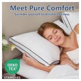 CozyLux Pillows Queen Size Set of 2, Soft and Supportive 3D Down Alternative Bed Pillow for Sleeping 2 Pack White, Luxury Hotel Quality Gusseted Bedding Pillow for Back, Stomach or Side Sleepers 18x28