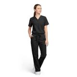 allheart Scrubs for Women & Men Medical Scrub Set with V-Neck Top & Cargo Pants Nursing Uniform with 6 Pockets, XL, Black