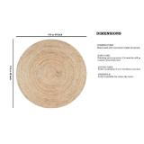 FRELISH DECOR Handwoven Jute Area Rug - 4 feet Round - Natural Yarn - Rustic Vintage Beige Braided Reversible Rug - Eco Friendly Rugs for Bedroom - Kitchen - Living Room - Farmhouse (4