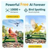 BIRDLEGEND-BL03 2L Large Bird Feeder with Camera Solar Powered, 2K Clarity 3:4 Portrait Free AI Identify Arrival Alerts with 64GB Card Smart Cameras Birds Feeders Wireless Outdoor Gift for Bird Lover