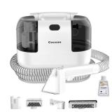 COCEAN Portable Upholstery and Carpet & Area Rug Shampooer Cleaner, Car Interiors Machine Powerful Suction Spot and 260ML Deep Stain Cleaning Shampooer for Pets, 4 Cleaning Tools (White)