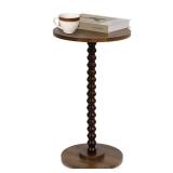 Round Side Table, Small End Table for Small Space, Modern Accent Table with Solid Wood Leg, Easy Assembly for Living Room, Bedroom, Corners, and Office (Rustic Brown)