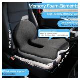 leqsdijk Seat Cushion for Truck Driver, Memory Foam Truck Seat Cushion with L-Shaped Ergonomic Design, Lumbar Support Pillow & Tailbone Pain Relief for Long Driving, Semi Truck Accessories