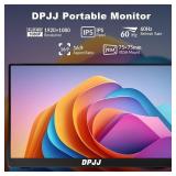 DPJJ Portable Monitor 15.6-inch 1080P USB-C HDMI Ultra Slim Travel Monitor with Kickstand for Laptop, PC, Mac Phone, PS, Xbox, Swich Gaming Monitor IPS Slim Zero Bezel