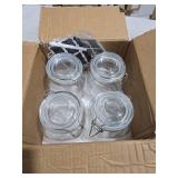32oz Glass Food Storage Jars with Airtight Clamp Lids,Set of 4 Airtight Glass Canister Square- Clear Storage Container for Kitchen Container Storing Sugar, Flour, Cereal,Coffee,Spice