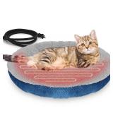 AUPETEK Heated Cat Beds for Indoor Cats Warming Cat Beds Super Soft Machine Washable Thermo Kitty Electric Heating Bed 19 Inches Round