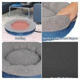 AUPETEK Heated Cat Beds for Indoor Cats Warming Cat Beds Super Soft Machine Washable Thermo Kitty Electric Heating Bed 19 Inches Round
