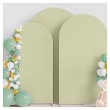 Wokceer Wedding Arch Backdrop Cover (7.2FT, 6.6FT, 6FT) Set of 3 Spandex Fitted Wedding Arch Stand Covers for Round Top Chiara Backdrop Stands Cover for Birthday Party Ceremony Decor Sage Green