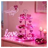 JMEXSUSS 4 Pack 50 LED Pink Valentines Day Fairy Lights Battery Operated, 16.1ft Christmas Fairy Lights Indoor Outdoor Waterproof, Pink String Lights for Bedroom Wedding Birthday Holiday Decorations