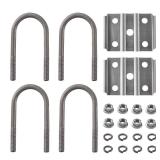 LONFFERY U Bolts Kit Fit for 2-3/8\" 3500lb Round Axle, 5-1/2\" Long U-Bolts, U-Bolt Plates for 1-3/4\" or 2\", 1/2-20 Hex Nuts