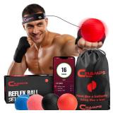 Champs MMA Boxing Reflex Ball Set with Punch Counter App | 4 Balls with Varying Weights, Headband & 4 Spare Strings to Improve Speed, Hand Eye Coordination Training | Boxing Equipment, MMA Gear Gift