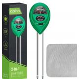 apine Soil Moisture Meter,3 in 1 Soil pH Tester,Soil Tester with Moisture,Light,and pH Test for Garden,Farm,Lawn,Indoor,Outdoor (No Battery Needed)