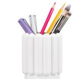 Silicone Pen Holder, Pencil Holder Cute Pens Cup for Desk for Kids Office Decor Desk Accessories Pen Pot Desk Organizer (White)