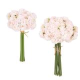 Riyuwal 18 pcs Champagne Hydrangea Flowers 2 Bouquets Hydrangea Artificial Flowers 11.8 in Realistic Silk Flowers for Home Party Decorations Floral Arrangement (Champagne)