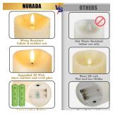 Outdoor Flameless Candles with Remote Timer - Waterproof Realistic Flickering LED Pillar Electric Battery Operated Fake Candle for Holiday Home Wedding Fireplace Decor - Ivory 3 Pack (D3 H4,6,8")