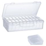 Bead Organizer Box - 21 Pcs Mini Clear Plastic Cases with Hinged Lid for Bracelet Making DIY Jewelry Craft Nail