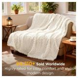 Bedsure GentleSoft Cozy Throw Blanket for Couch - Soft Boho Blankets for Women, Fuzzy Fleece Comfort Throw, Spring Boho Home Room Decor Aesthetic, Gifts for Women Teen Girl, Off White, 50x60 Inches