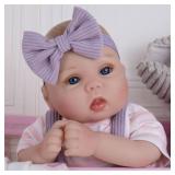 Milidool Lifelike Reborn Baby Dolls Girl-18 inch Realistic Newborn Baby Dolls, Soft Cloth Weighted Body with Feeding Toy, Gift for Kids Ages 3+