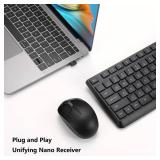 Wireless Keyboard and Mouse Combo for Windows, 2.4G Full-Sized External Cordless Computer Keyboard Mouse Combo for Laptop PC Desktop Chrome Mac, Number Pad 1600 DPI Silent Mouse USB Receiver (Black)