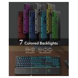 Wireless Keyboard and Mouse Backlit - Typewriter Keyboard with Magnetic Wrist Rest, Retro Round Keycaps, Light Up Letters, 2.4GHz Cordless Combo for Mac, Windows, PC, Laptop, Trueque [Upgraded]