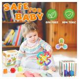 Chillife Baby Toys 6-12 Months,Montessori Toys for Babies 6-12 Months, Infant Teething Toys,Stacking Rings,Color Shape Sensory,Suction Cup Spinner Toys for 6-9-12 to 18 M+ Birthday Gifts