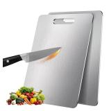 2 Pack Titanium Cutting Boards for Kitchen,100% Pure Titanium, Cutting Edge Hygiene & Durability, Double-sided food-grade Titanium Cutting Board For Meats Fruist And Vegetables,Easy to Clean XC