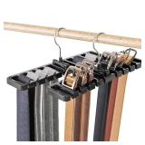 DIOMMELL 2 PCS Belts Rack, Storage Organizer, Hanger, Holder - Closet tie Racks Hangers Sturdy for Men Women, Black