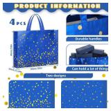 Kajaia 4 Pcs 20 x 16 Inch Extra Large Party Gift Bags for Men Jumbo Gold Stamping Large Tote Bag with Handles Reusable Non Woven Gift Wrap for Father